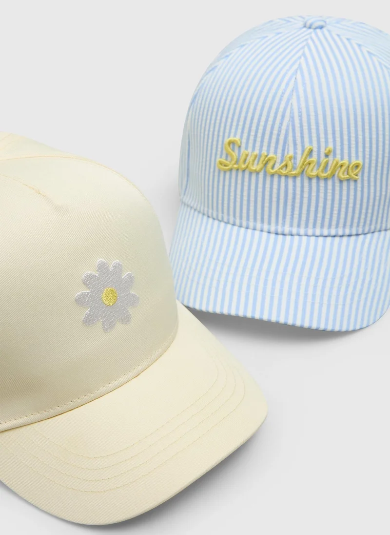 Matalan 2 Pack Girls Yellow Summer Caps